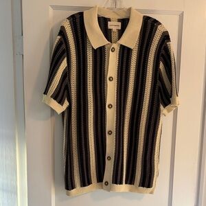 Lucky Brand Black and Cream Knit Top Men’s Size L New